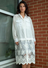 Lace Hem Linen Button Up Dress Dresses Kate Hewko 