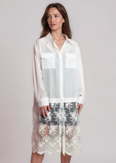 Lace Hem Linen Button Up Dress Dresses Kate Hewko 