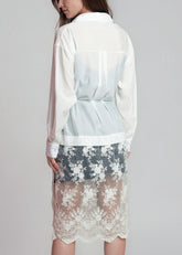 Lace Hem Linen Button Up Dress Dresses Kate Hewko 