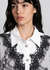 Lace Overlay Puff Sleeve Shirt Blouses Kate Hewko 