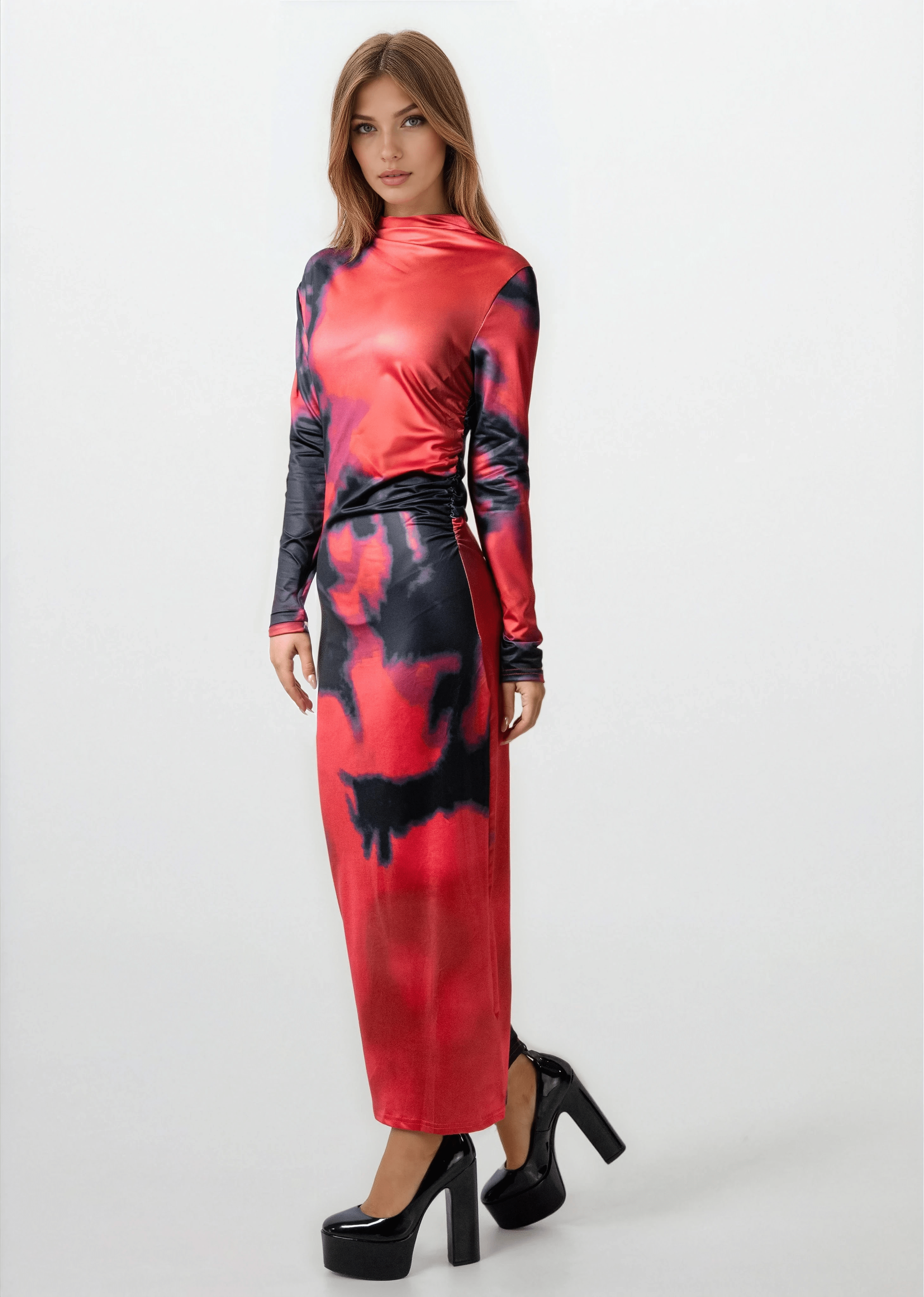 Lava Ruched Bodycon Dress - Kate Hewko Red / L Lava Ruched Bodycon Dress - Kate Hewko Red / L