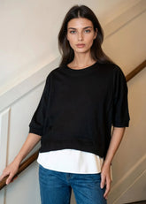 Layered Hem Short Sleeve Tee Tees Kate Hewko Black One size 