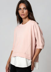 Layered Hem Short Sleeve Tee Tees Kate Hewko Pink One size 