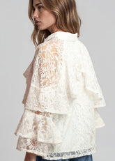 Layered Lace Embellished Button Up Blouses Kate Hewko 