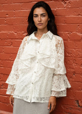Layered Lace Embellished Button Up Blouses Kate Hewko 