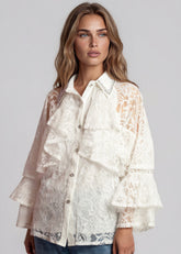 Layered Lace Embellished Button Up Blouses Kate Hewko 