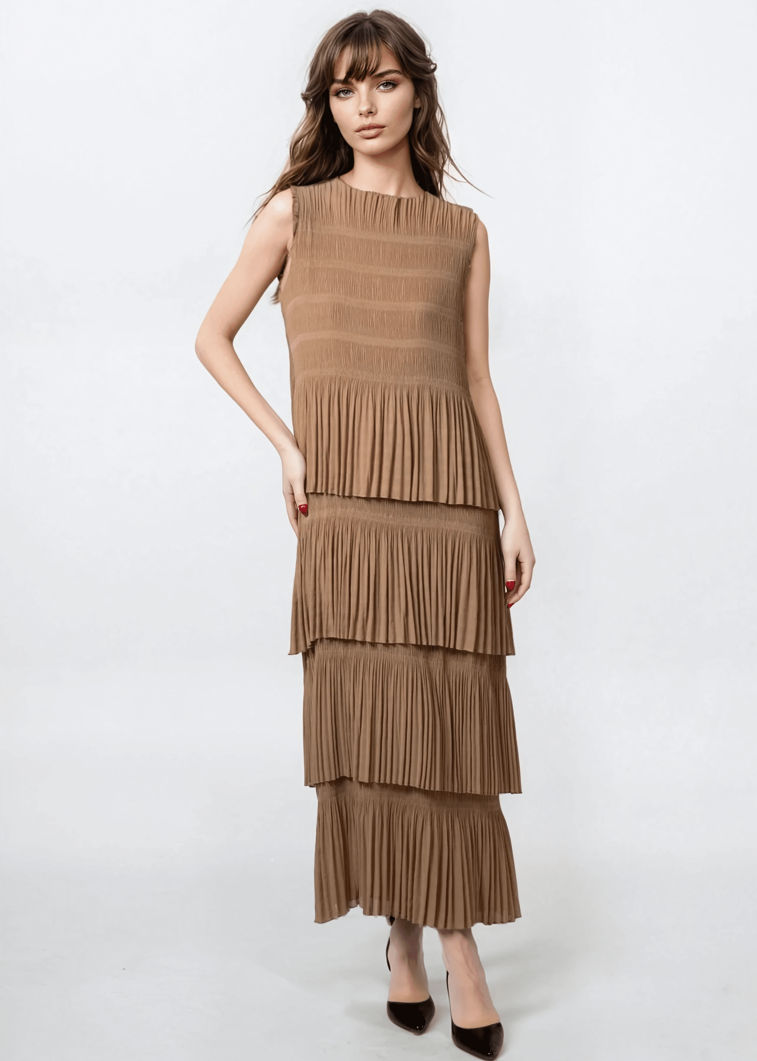 Layered Pleated Tank Dress - Kate Hewko Pink / One size Layered Pleated Tank Dress - Kate Hewko Pink / One size
