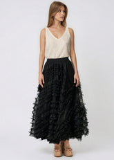 Layered Ruffle Tulle Maxi Skirt Skirts Kate Hewko 
