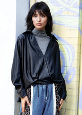 Layered Turtleneck Wrap Blouse Blouses Kate Hewko 