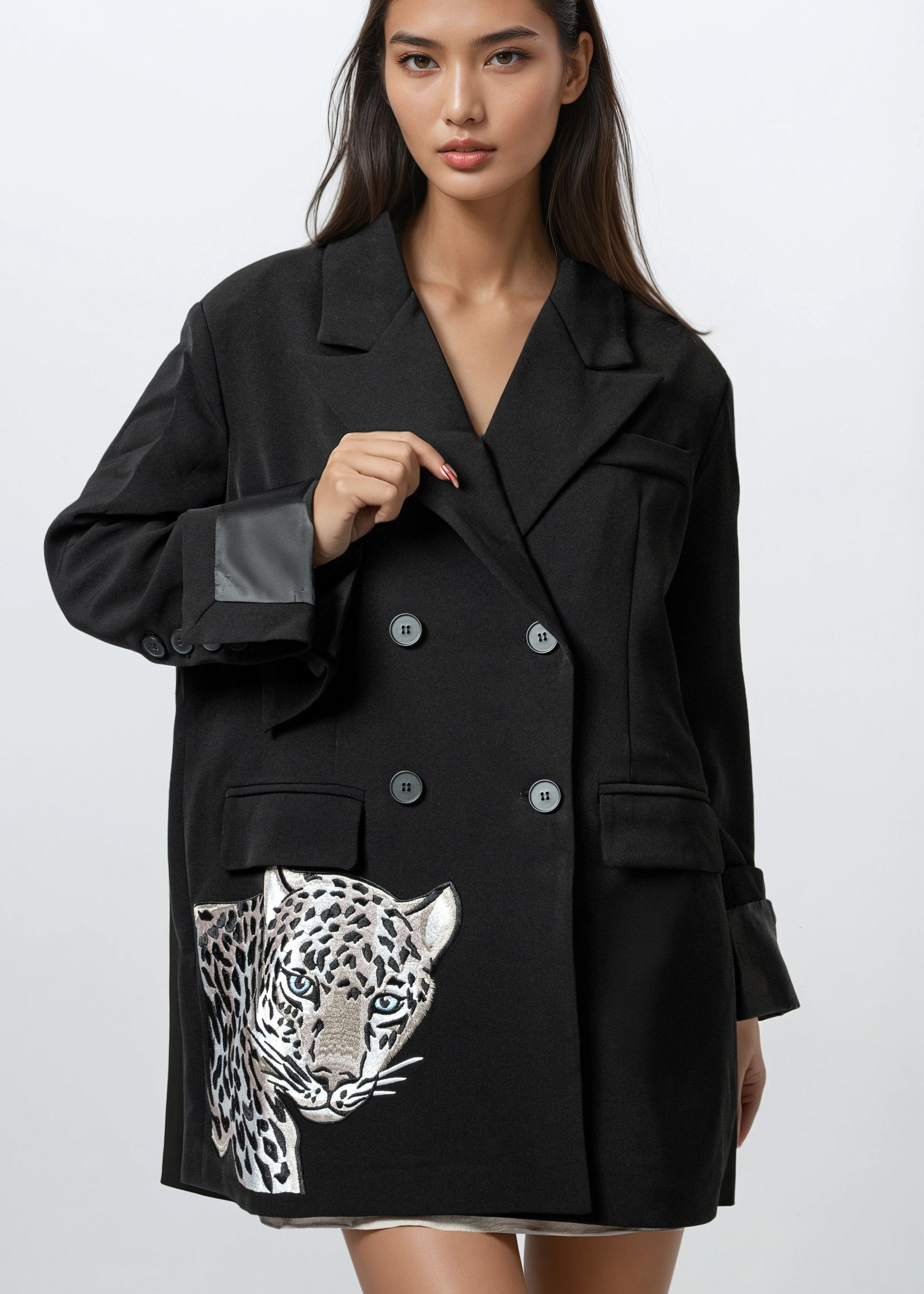 Leopard Head Embroidered Blazer Blazers Kate Hewko 