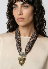 Leopard Head Scarf Necklace Necklaces Kate Hewko 