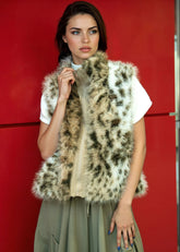Leopard Print Faux Fur Vest Vests Kate Hewko 