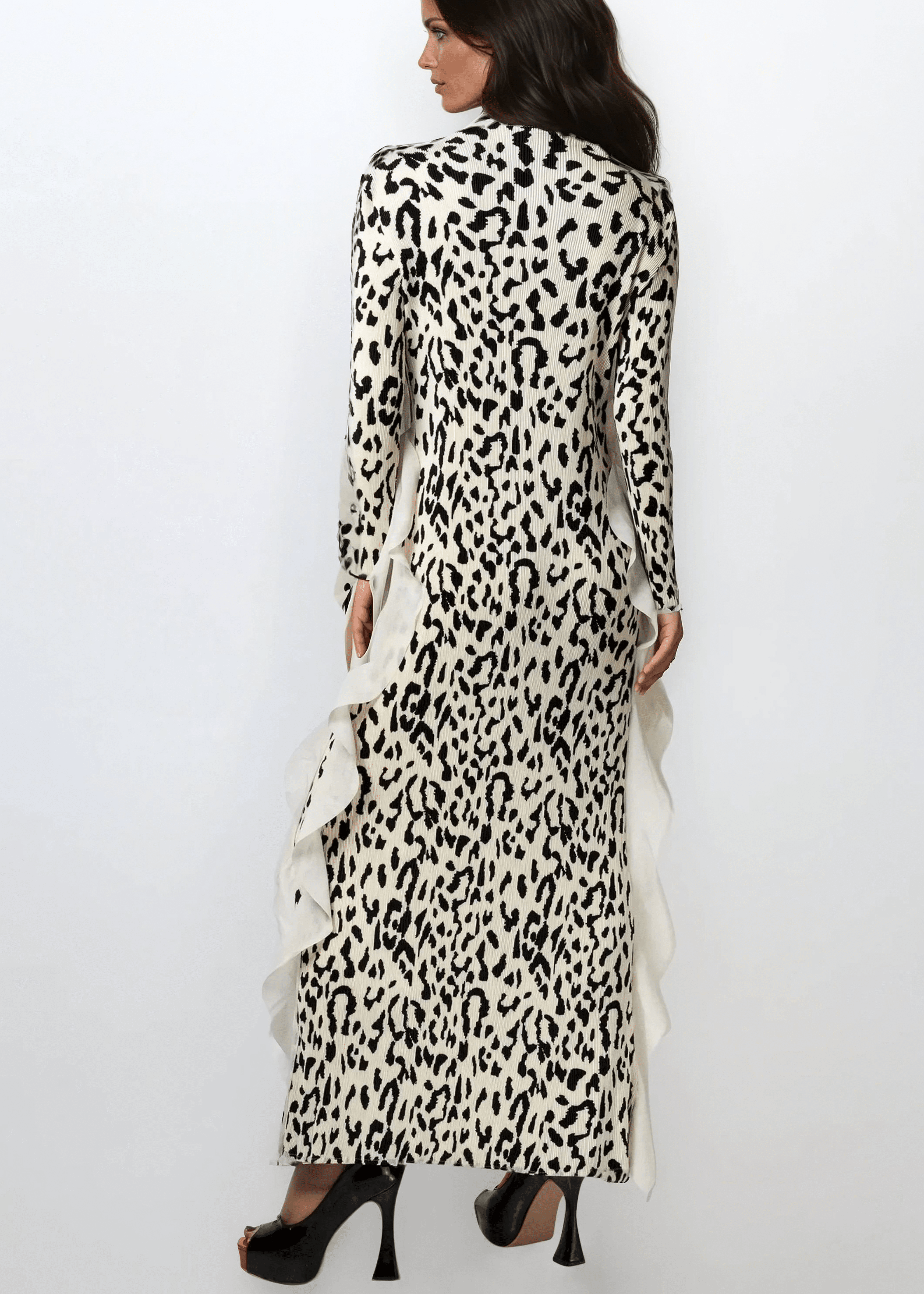 Leopard Print Ruffle Maxi Dress - Kate Hewko Black / One size Leopard Print Ruffle Maxi Dress - Kate Hewko Black / One size