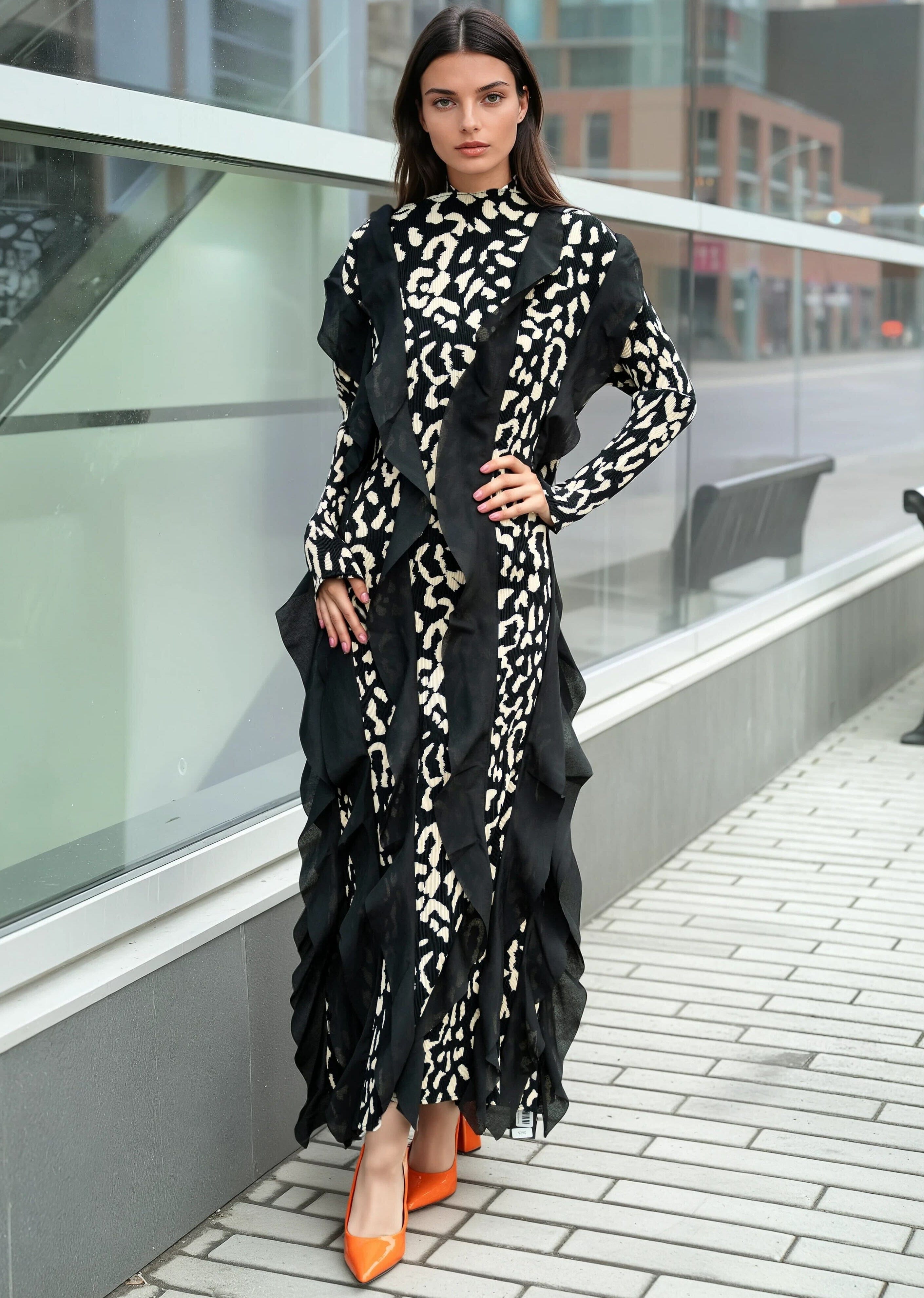 Leopard Print Ruffle Maxi Dress Leopard Print Ruffle Maxi Dress