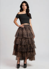 Leopard Print Tiered Tulle Skirt Skirts Kate Hewko 