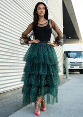 Leopard Print Tiered Tulle Skirt Skirts Kate Hewko 