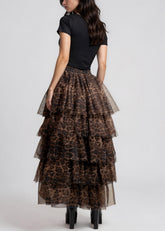 Leopard Print Tiered Tulle Skirt Skirts Kate Hewko 