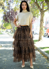 Leopard Print Tiered Tulle Skirt Skirts Kate Hewko 