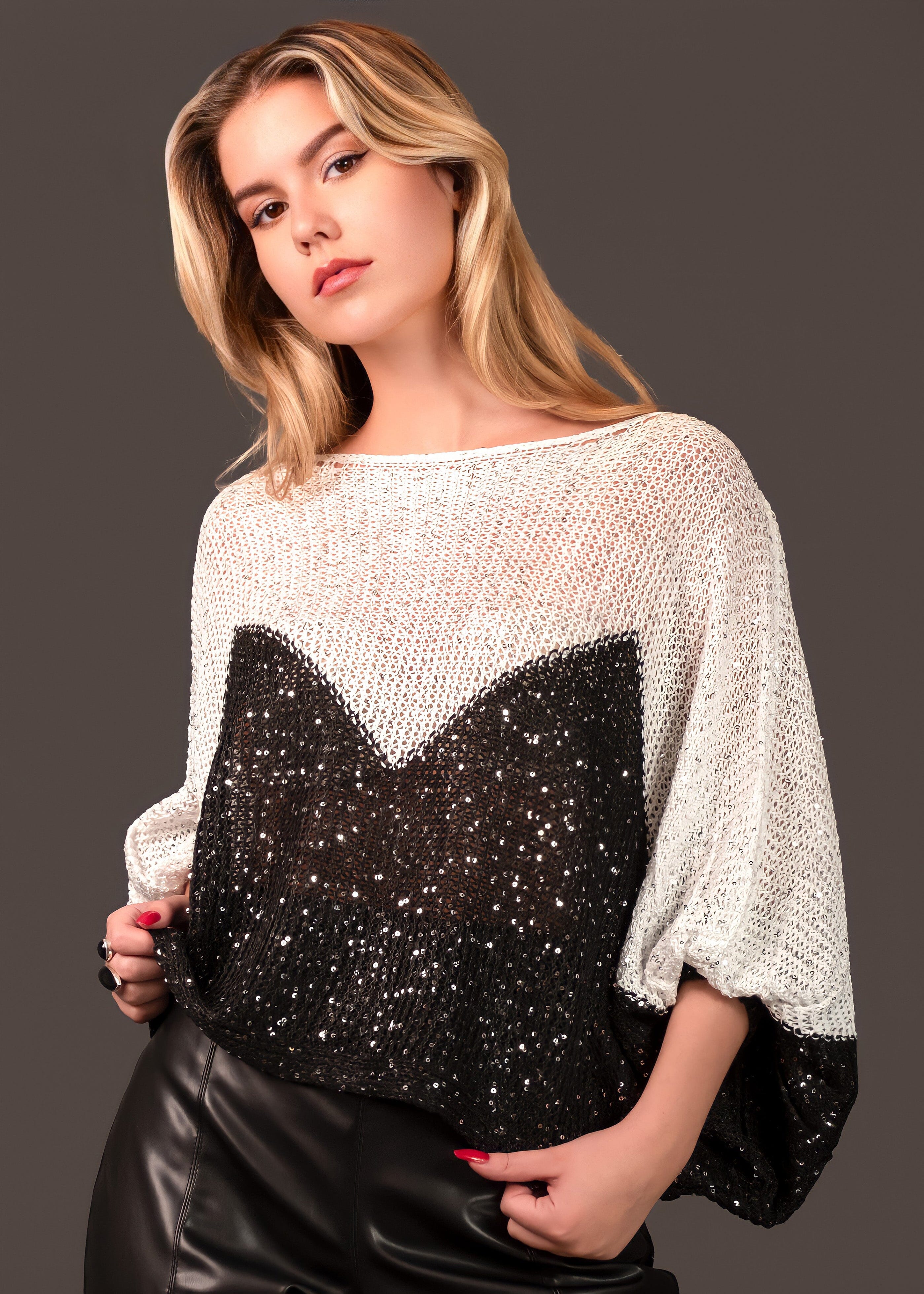 Lightweight Sequin Batwing Sweater Sweaters Kate Hewko 