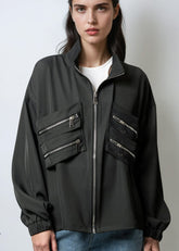 Lightweight Zip Drawstring Jacket Outerwear Kate Hewko 