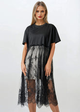 Long Boxy Lace Trim Tee Tees Kate Hewko 