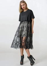 Long Boxy Lace Trim Tee Tees Kate Hewko 
