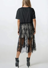 Long Boxy Lace Trim Tee Tees Kate Hewko 