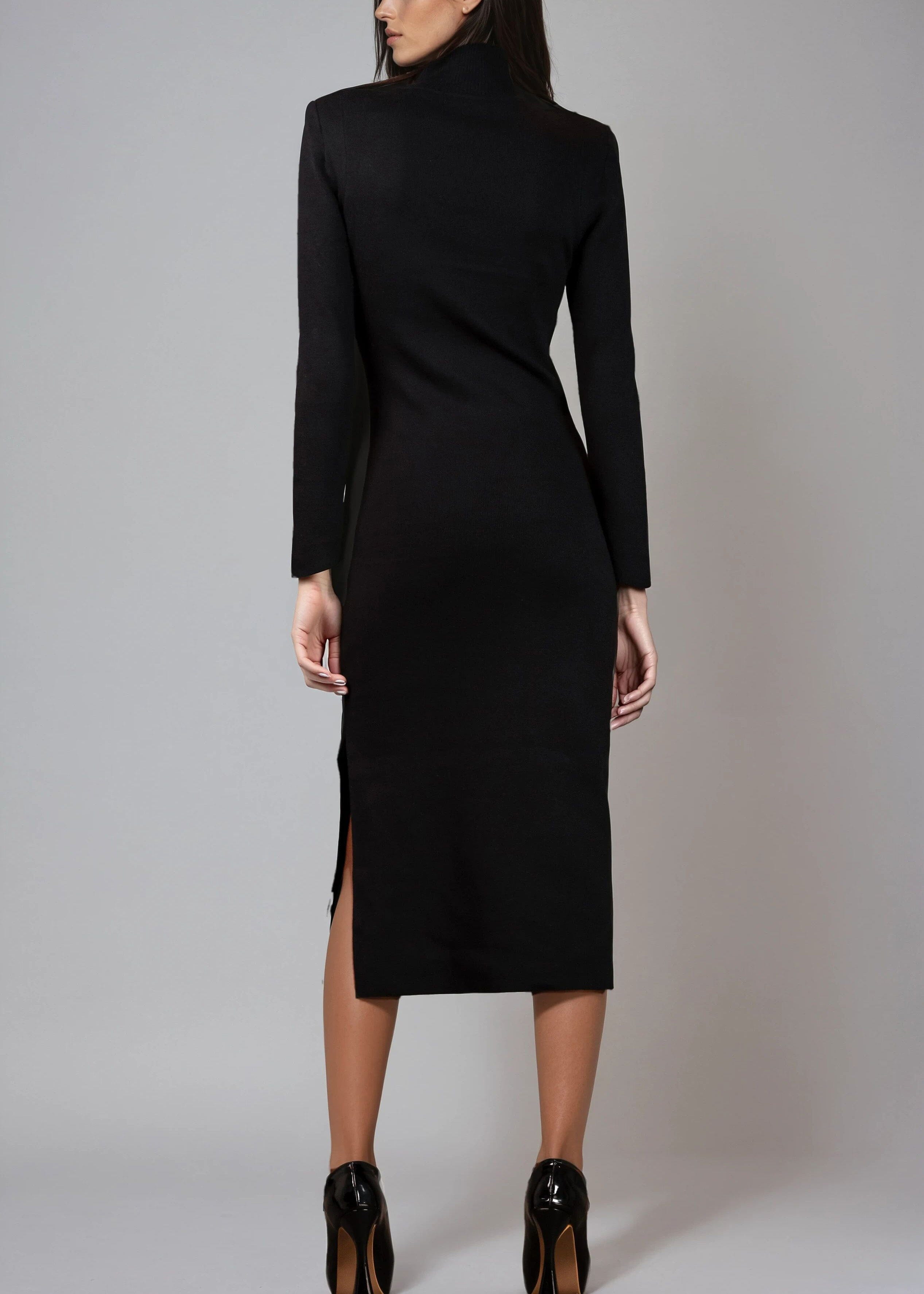 Long Buckled Knit Dress - Kate Hewko Black / L/XL Long Buckled Knit Dress - Kate Hewko Black / L/XL
