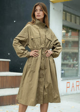 Long Drawstring Cargo Trench Outerwear Kate Hewko 