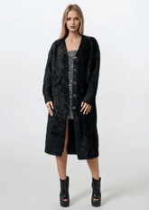 Long Faux Fur Buttoned Cardigan Cardigans Kate Hewko 