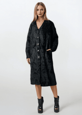 Long Faux Fur Buttoned Cardigan Cardigans Kate Hewko 