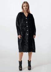 Long Faux Fur Buttoned Cardigan Cardigans Kate Hewko 