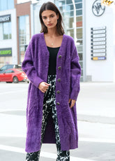 Long Faux Fur Buttoned Cardigan Cardigans Kate Hewko 