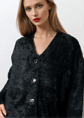 Long Faux Fur Buttoned Cardigan Cardigans Kate Hewko 