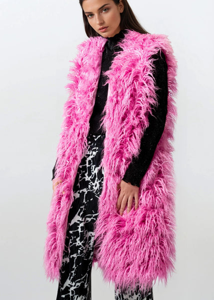 Long Faux Fur Vest - Kate Hewko