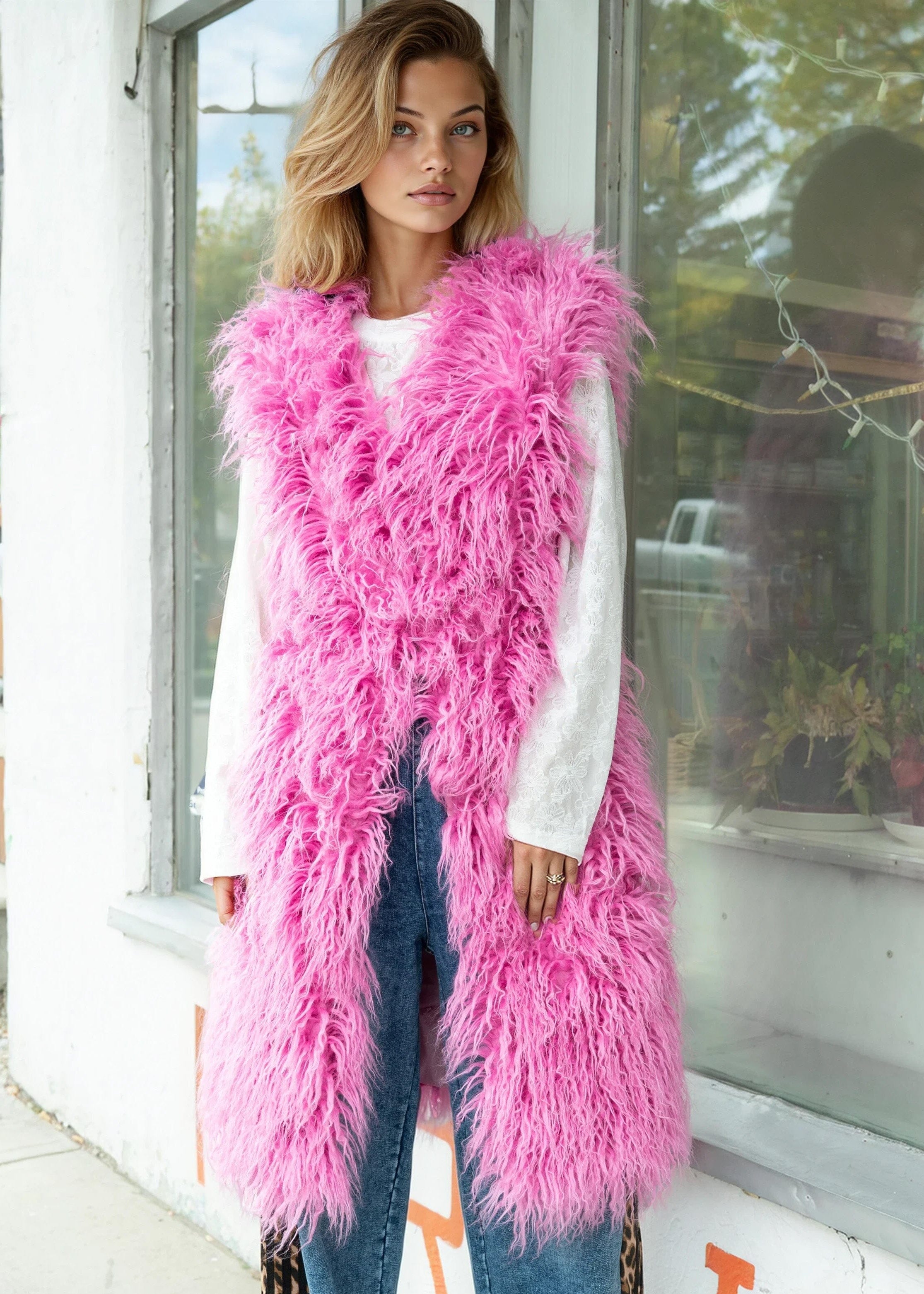 long sleeve dress with fur vest 26 Fabulous Winter Dresses For Any Occasion