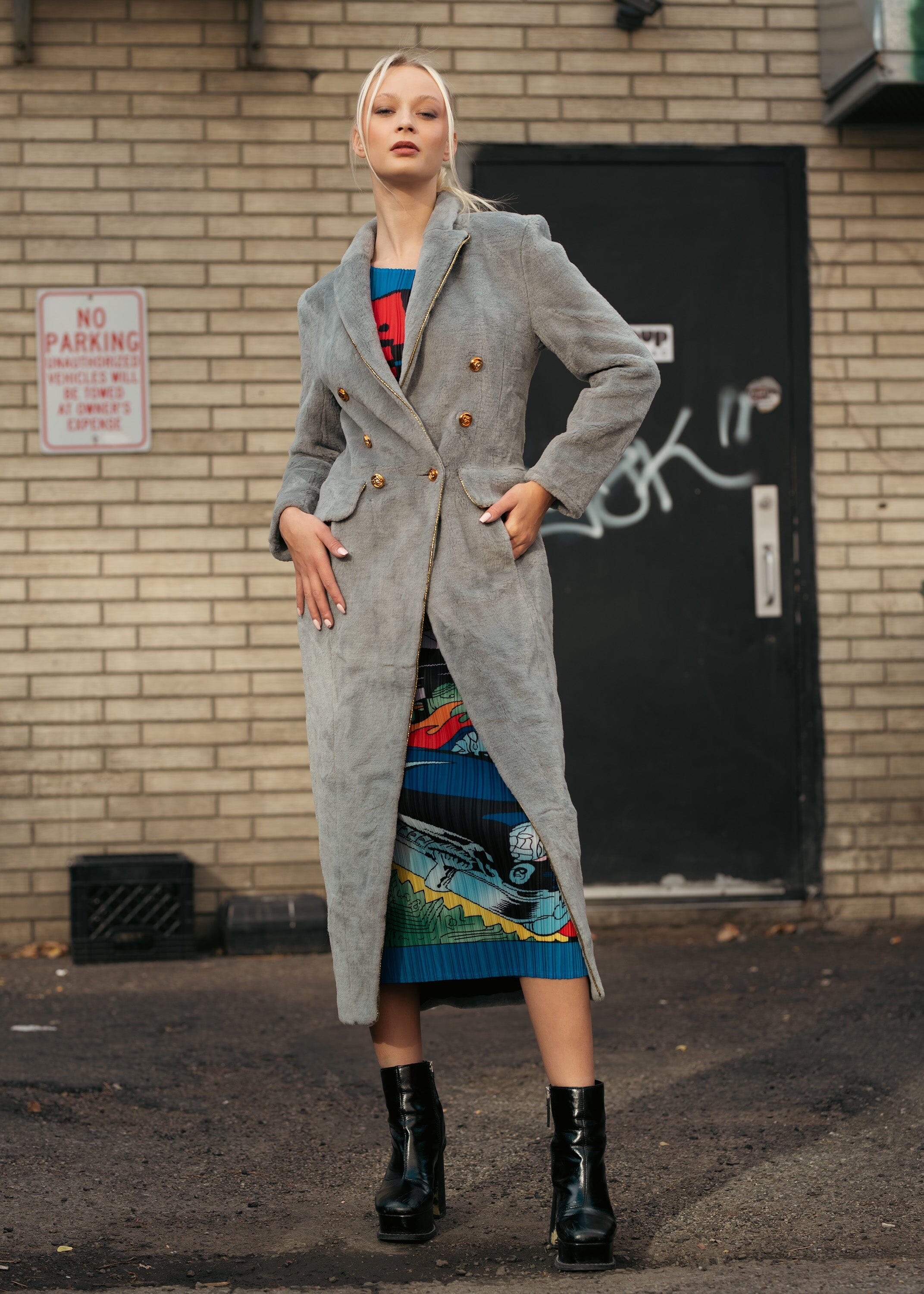 Long Faux Fur Waistcoat Outerwear Kate Hewko Grey XS 
