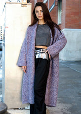 Long Heathered Knit Cardigan Cardigans Kate Hewko Purple One size 
