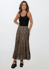 Long Leopard Pleated Skirt Skirts Kate Hewko Brown One size 