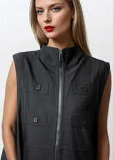 Long Mock Neck Utility Vest Vests Kate Hewko 