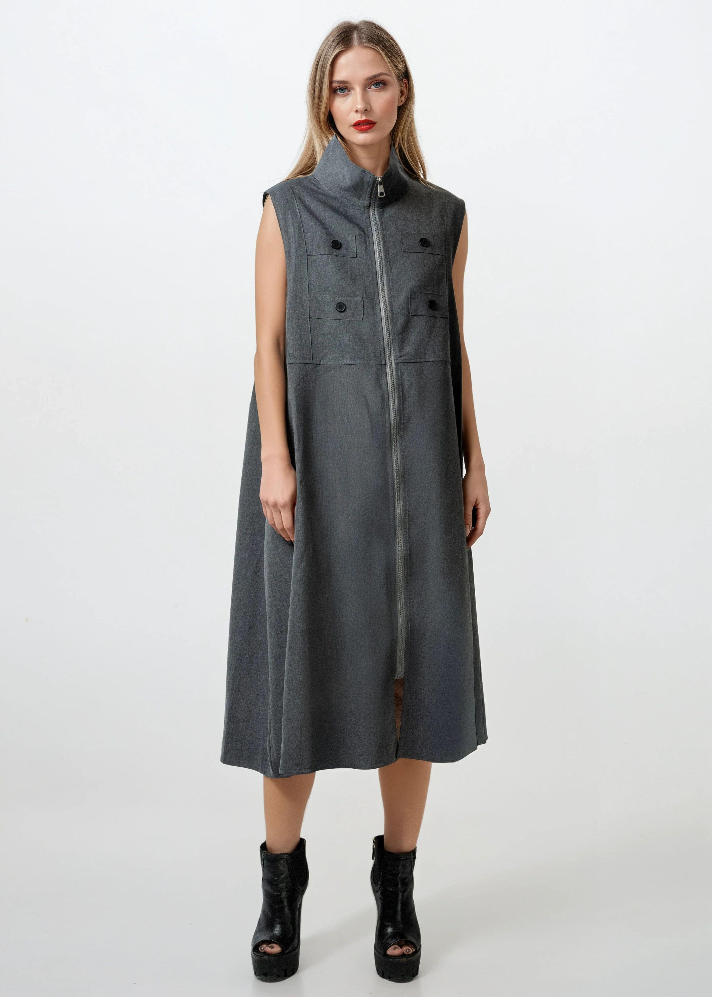 long dress vest POINTELLE SLIM at Atelier Delphine Red / S provides a relaxed fit that drapes elegantly over any ensemble Tailored Denim Maxi Dress/Vest with