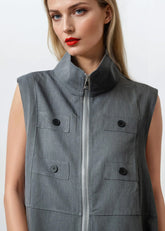 Long Mock Neck Utility Vest Vests Kate Hewko 