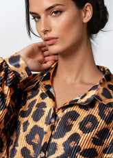 Long Pleated Leopard Shirt Dress Dresses Kate Hewko 