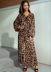 Long Pleated Leopard Shirt Dress Dresses Kate Hewko 