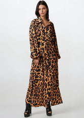 Long Pleated Leopard Shirt Dress Dresses Kate Hewko 