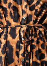 Long Pleated Leopard Shirt Dress Dresses Kate Hewko 