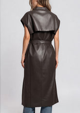 Long Vegan Leather Button Up Vest Vests Kate Hewko 
