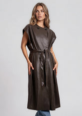 Long Vegan Leather Button Up Vest Vests Kate Hewko 