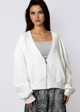 Low Cut Zip Sweatshirt Sweatshirts Kate Hewko White One size 