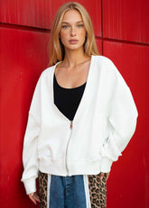 Low Cut Zip Sweatshirt Sweatshirts Kate Hewko White One size 